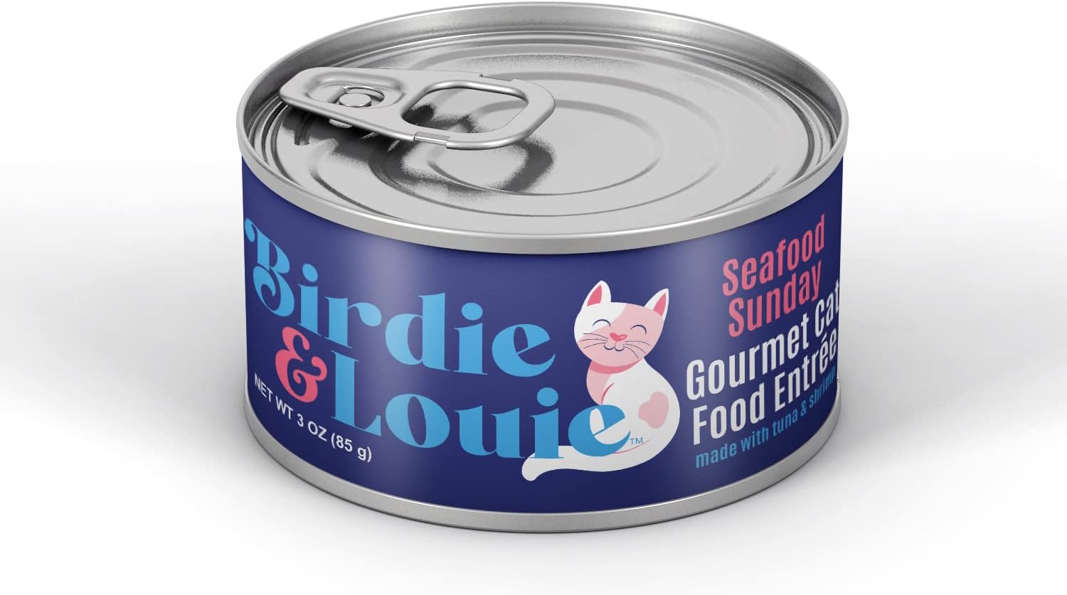 Birdie & Louie Seafood Sunday Tuna and Shrimp Wet Cat Food Gourmet Entrees, Flakes in Broth, 3oz. (36 Cans)