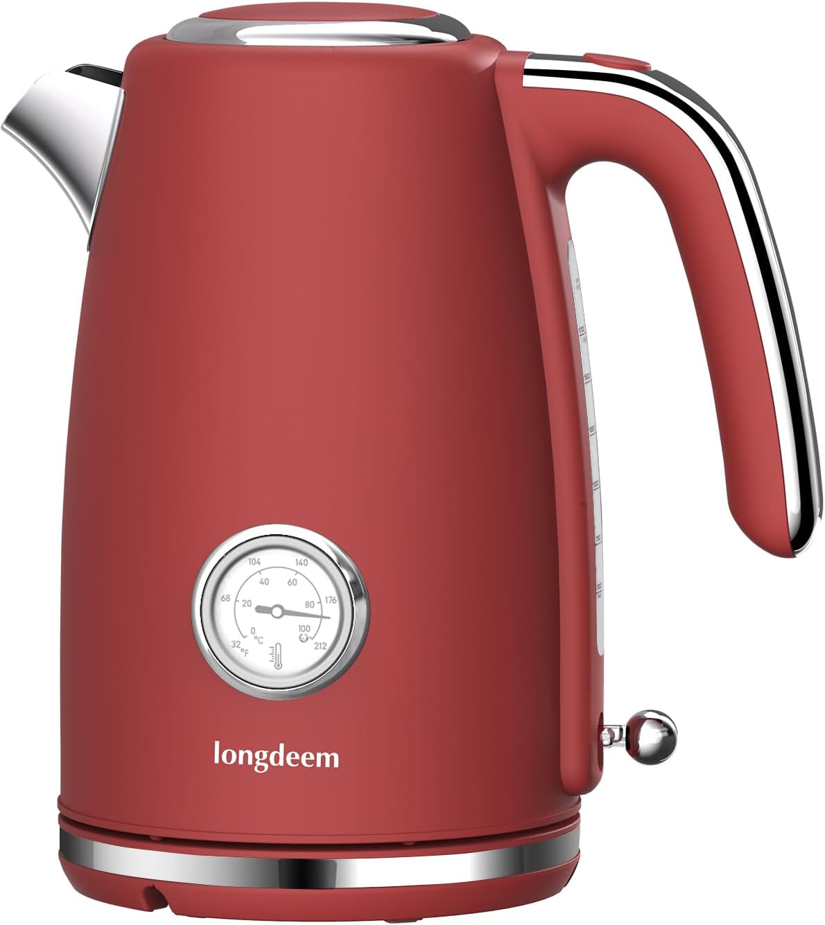 Longdeem Retro Electric Tea Kettles 1500W for Boiling Water, 1.7L Stainless Steel Hot Water Boiler with Automatic Shut Off & Boil-Dry Protection, BPA Free, Red