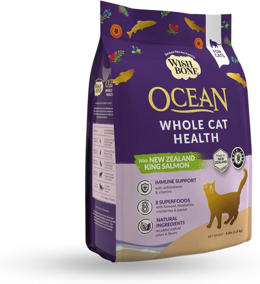 Wishbone Ocean New Zealand King Salmon, Gluten Free, Premium Salmon Recipe Cat Food for Overall Pet Health - 4 lb