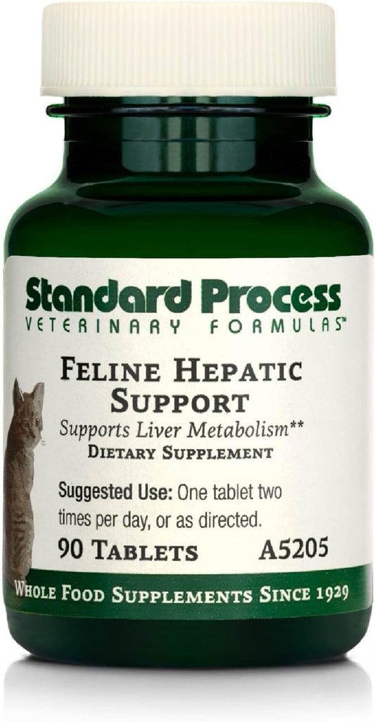 Standard Process Feline Hepatic Support - Cat Health Supplement for Liver Support - Hepatic Circulation & Liver Metabolism Aid - Tablet Supplement to Aid Hepatic Immune Function - 90 Tablets