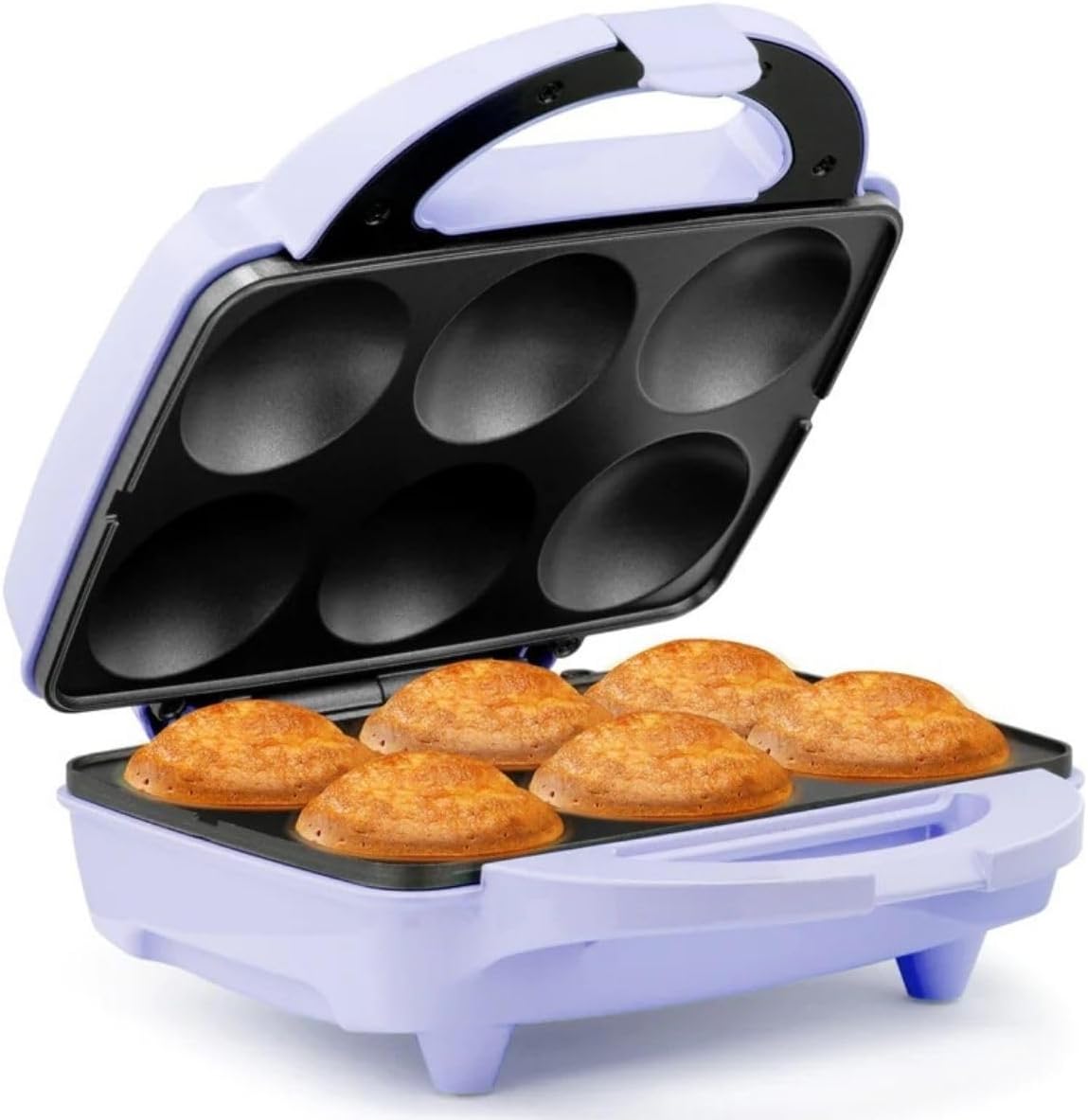 Holstein Housewares Non-Stick Cupcake Maker, Lavender\/Stainless Steel - Makes 6 Cupcakes, Muffins, Cinnamon Buns, and more for Birthdays, Holidays, Bake Sales or Special Occasions