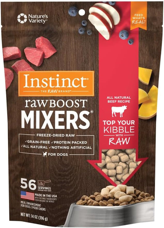 Instinct Raw Boost Mixers Freeze Dried Dog Food Toppers For Dry Food, Grain Free Dog Food Toppers with Beef For Dogs, 14 oz