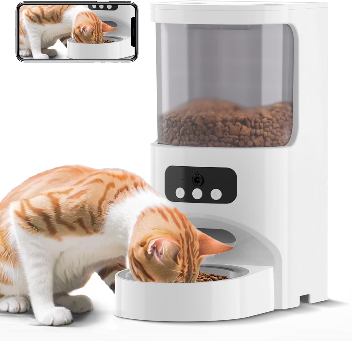 Automatic Cat Feeder with Camera,5G&2.4G WiFi Pet Feeder 1080P HD Cat Food Dispenser with Night Vision,Timed Smart App Dog Food Dispenser with 2-Way Audio for Cat & Dog,Detachable for Easy Clean