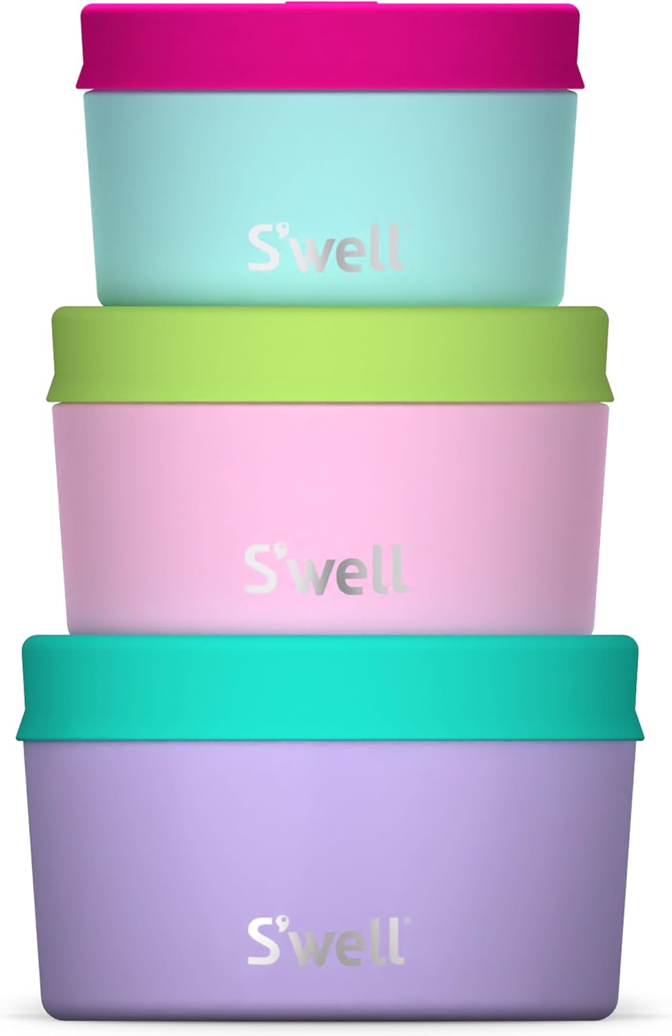 S'well Stainless Steel Food Canister Set Of Three, 10oz, 16oz, and 24oz, Pastel Paradise, Single Walled Durable Construction, BPA Free, Dishwasher Safe