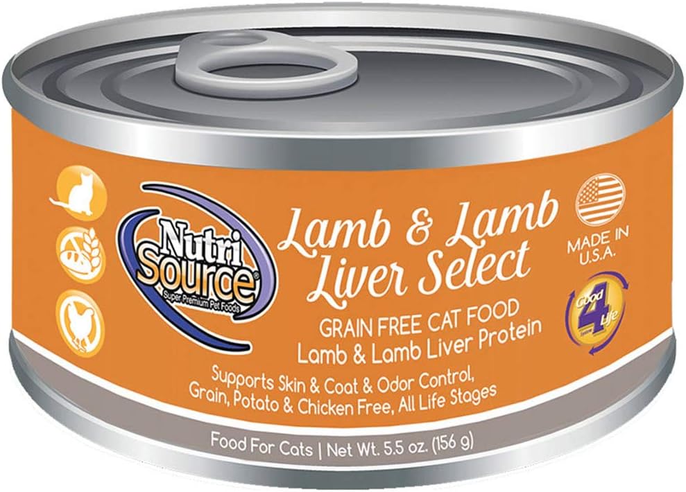 Nutri Source Grain Free Lamb & Lamb Liver Select Canned Cat Food 12/5.5 oz Case