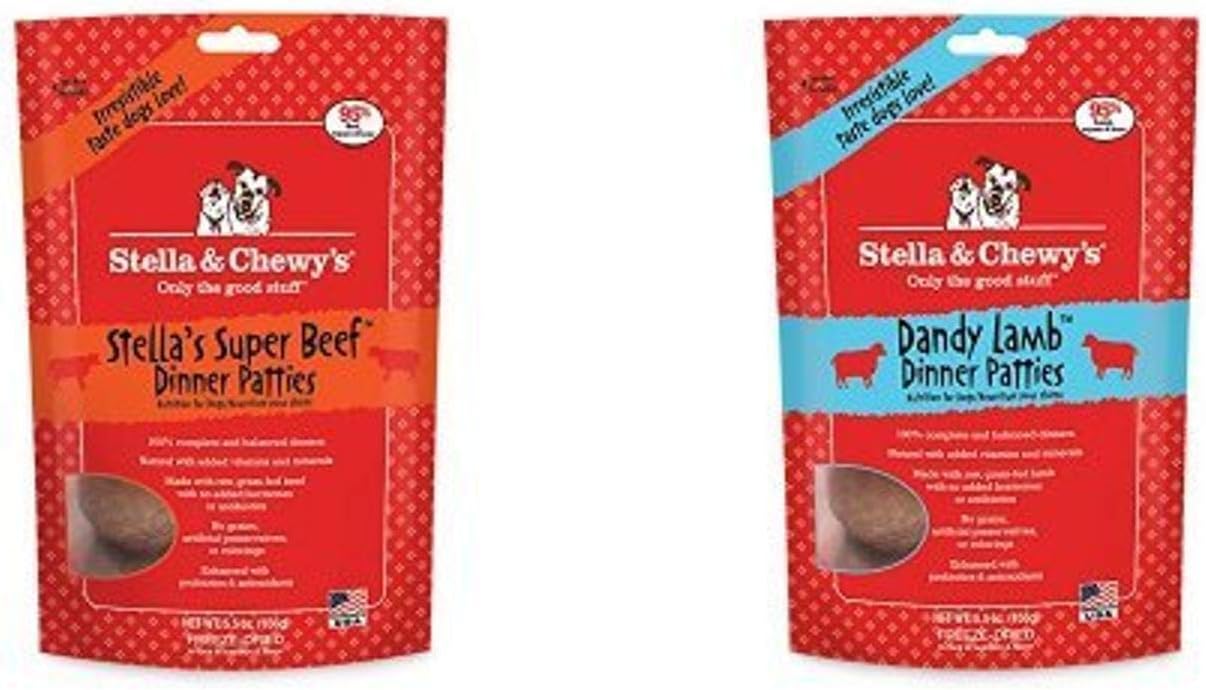 Stella & Chewy'S Freeze-Dried Raw Dinner Patties Dog Food Variety Pack Of 2 (Beef And Lamb), 5.5 Oz. Each