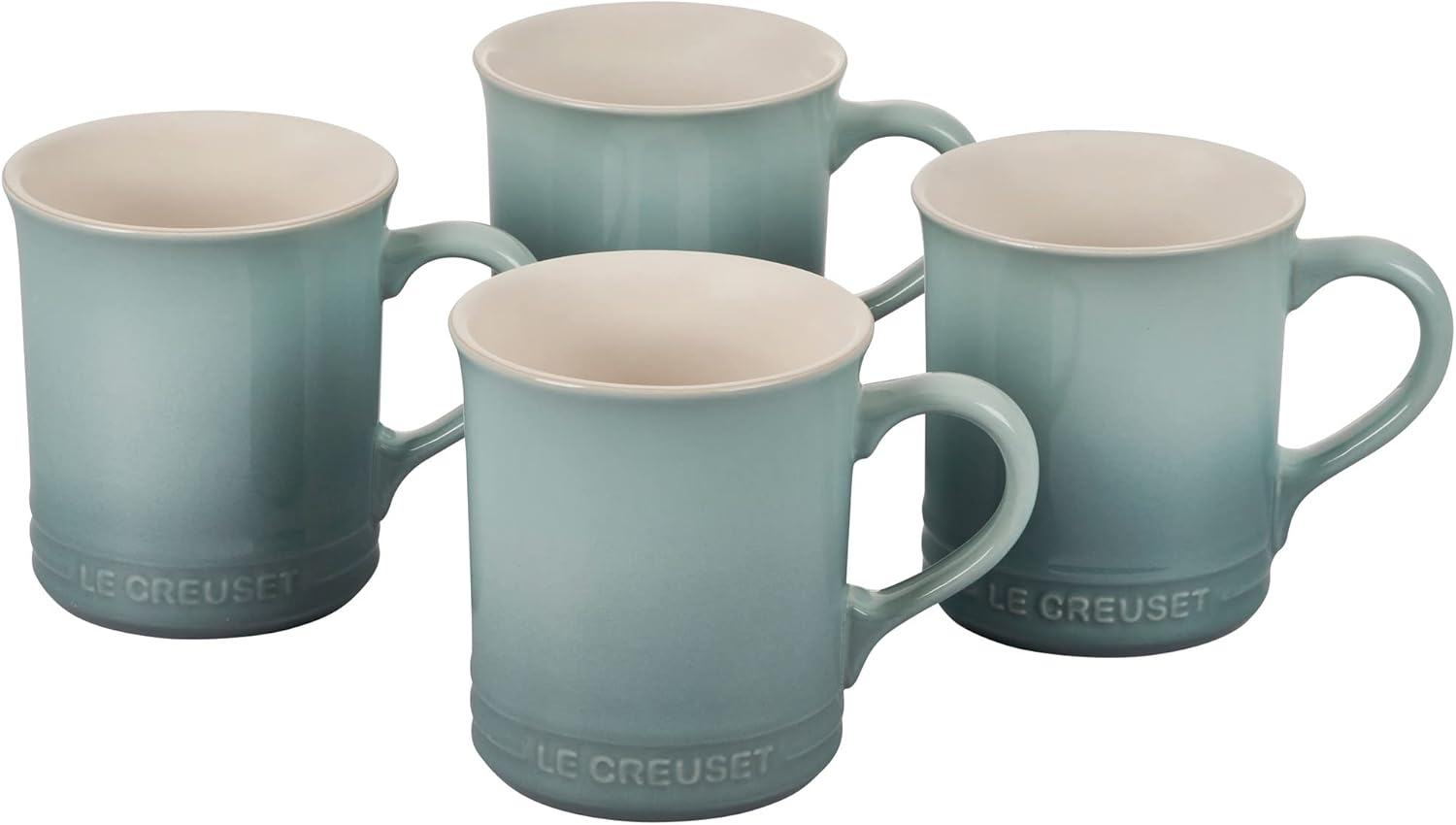 Le Creuset Stoneware Set of 4 Mugs, 14 oz. each, Sea Salt