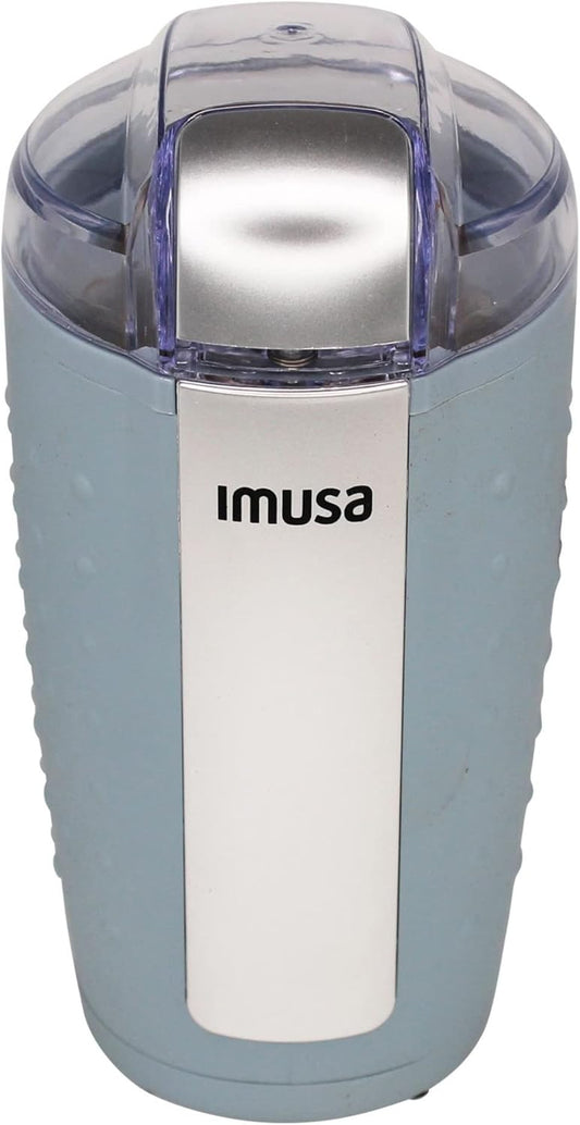 IMUSA USA 3oz Unique Matte Blue Electric Coffee and Spice one Touch Push-Button Control Grinder