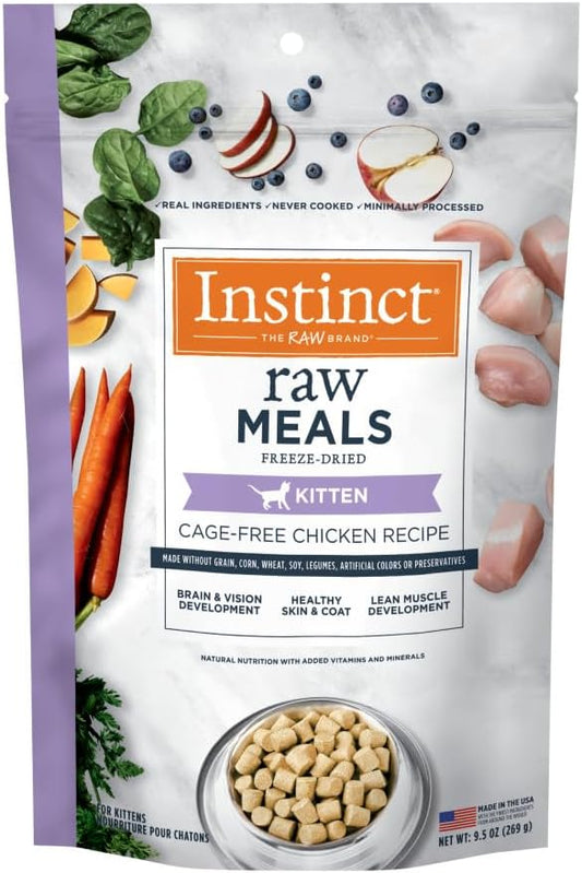 Instinct Freeze Dried Raw Meals for Kittens Chicken Recipe Cat Food, 9.5 oz. Bag