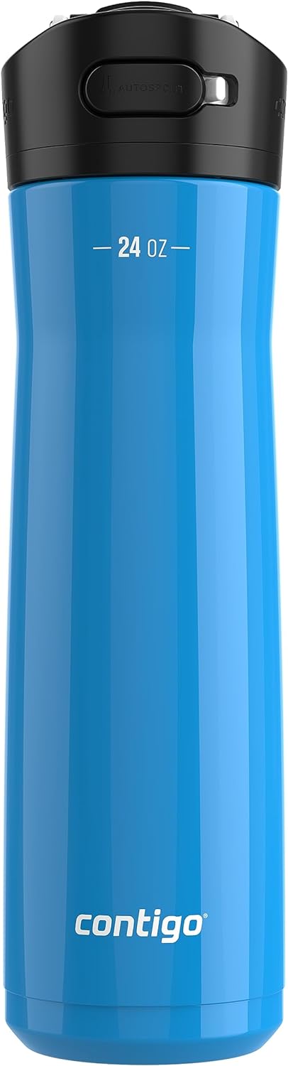 Contigo Ashland Chill Stainless Steel Water Bottle, 24oz, Leakproof Lid & Straw, Keep Drinks Cold for 24hrs & Hot for 6hrs, Ideal for Travel, Work, School