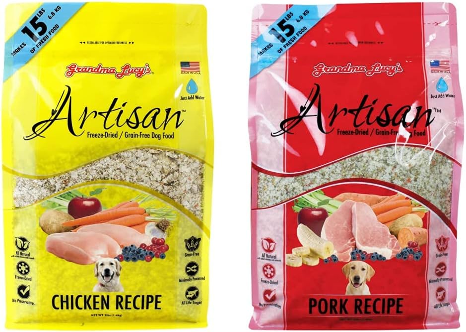 grandma lucy's Artisan Dog Food Bundle - Chicken and Pork Recipes (3Lb Each)