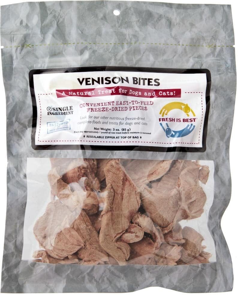 Fresh Is Best - Freeze Dried Healthy Raw Meat Treats for Dogs & Cats - Venison Bites