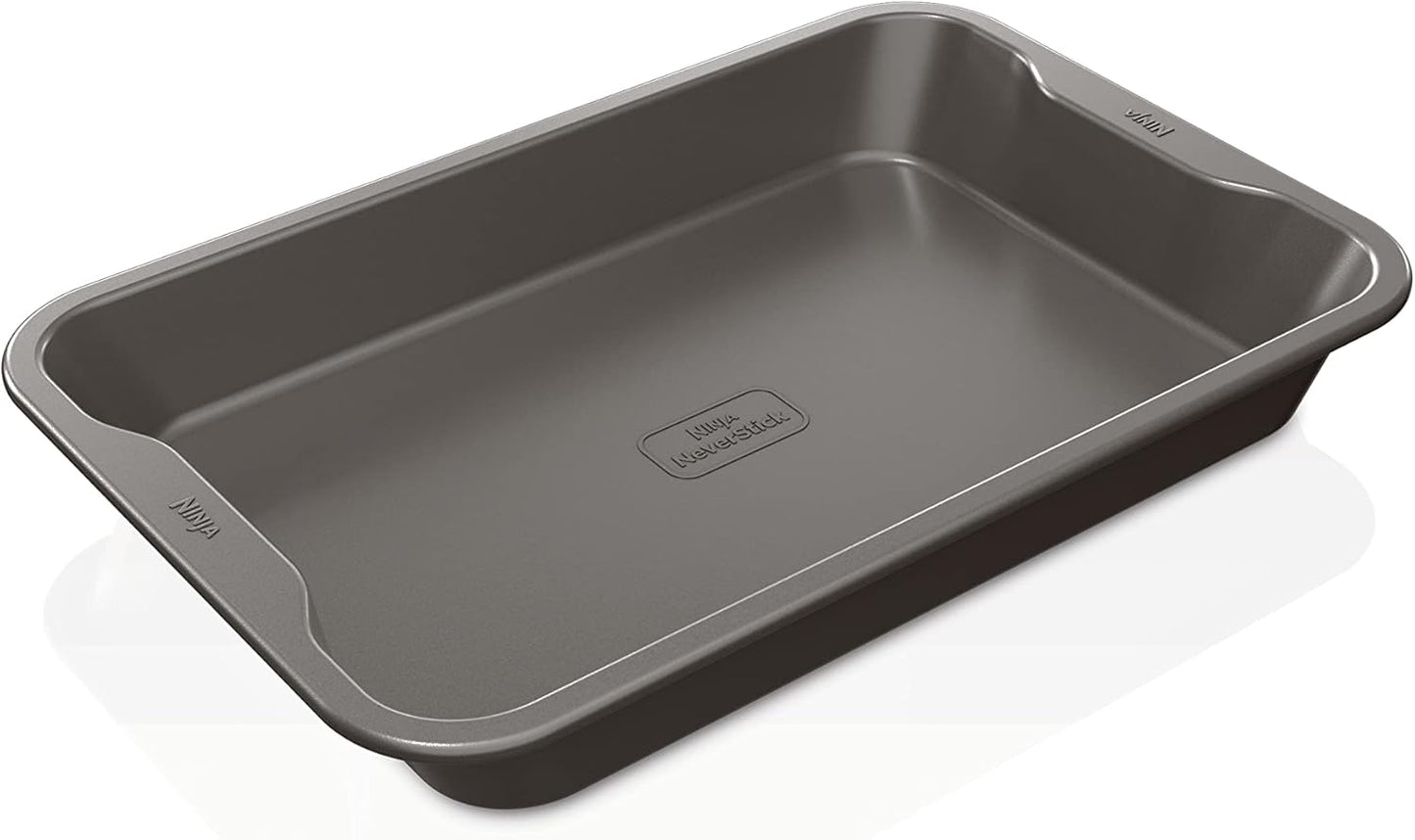 Ninja B30613 Foodi NeverStick Premium 9 inch x 13 inch Cake Pan, Nonstick, Oven Safe up to 500\u2070F, Dishwasher Safe, Grey