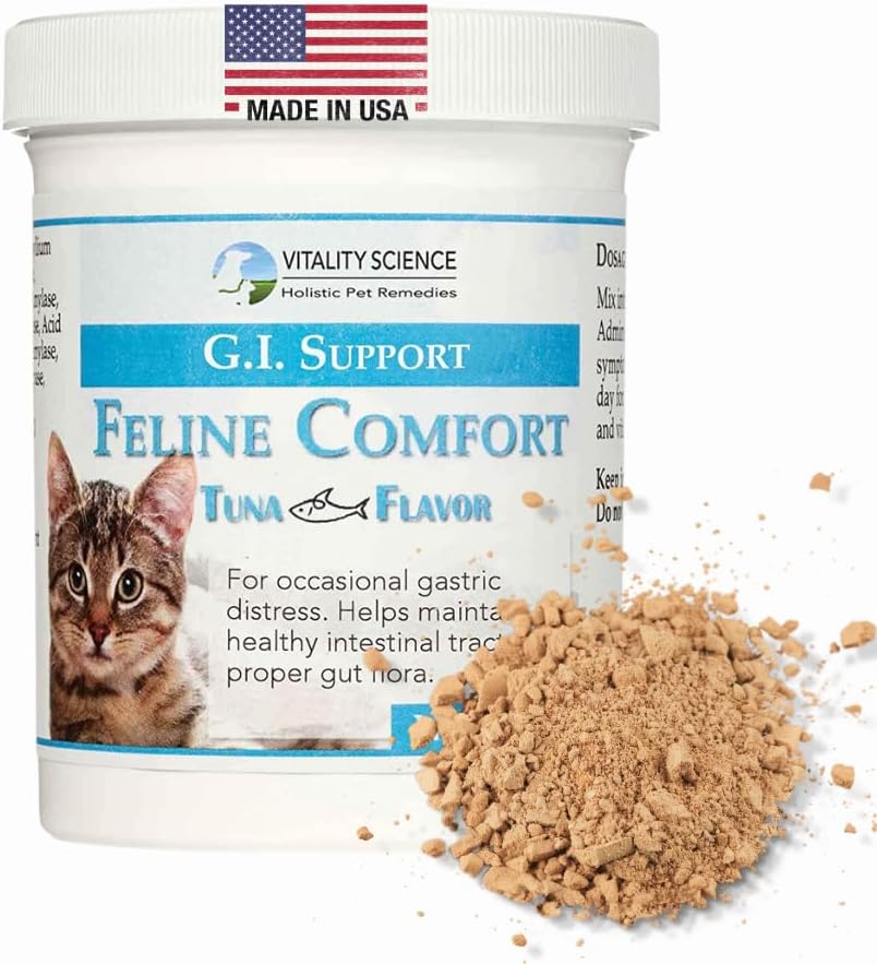 Vitality Science Feline Comfort for Cats | Maintains a Healthy Intestinal Tract and Proper Gut Flora | Restores Gastric Stability | for Vomiting and Diarrhea | 100% Additive Free (Seafood, 98g)