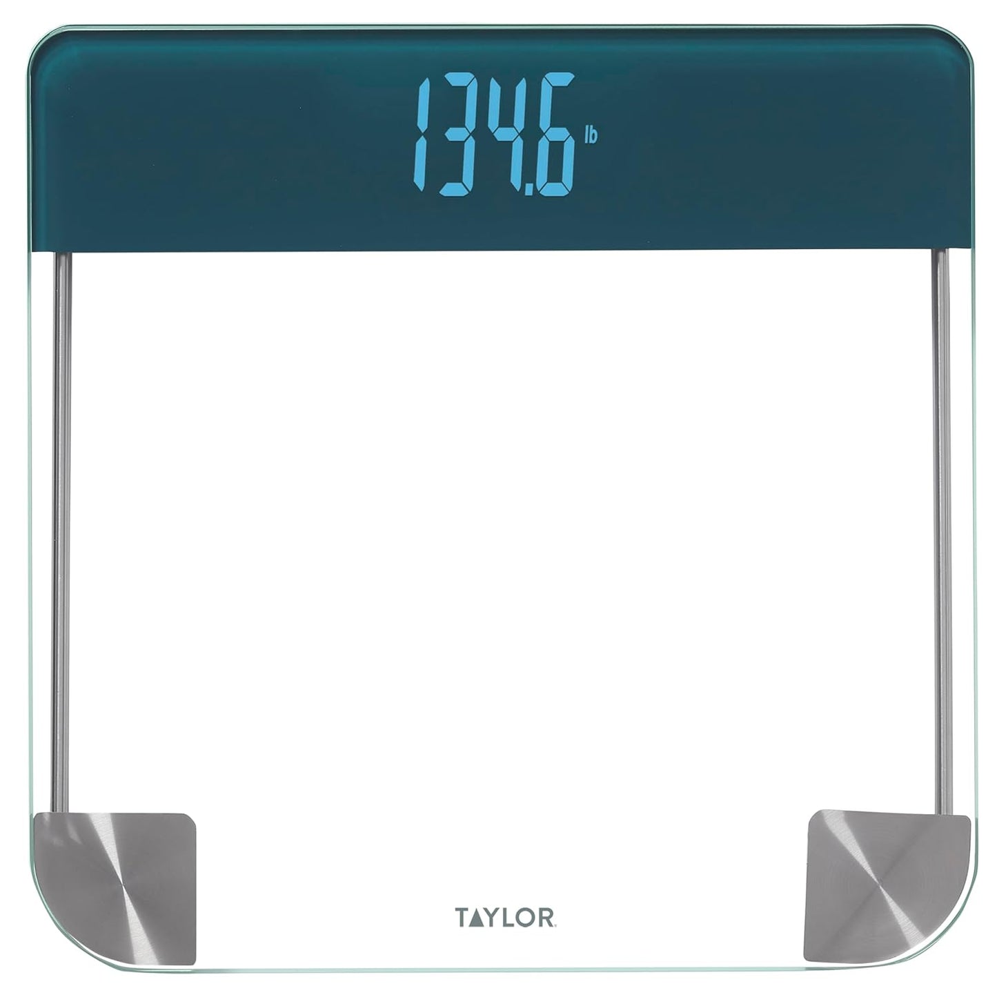 Taylor Digital Glass Bathroom Scale, Vanishing Display for Body Weight, Cyan Blue