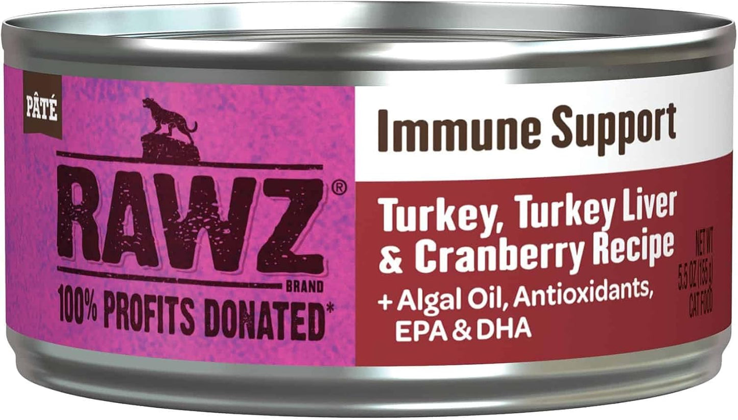 Rawz Immune Support CAT Food 5.5 Ounce Cans, 24 Pack (Turkey Liver\/Cranberry)