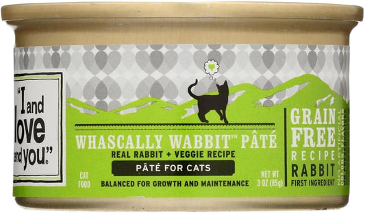 I and love and you Wet Cat Food - Whascally Wabbit Pâté - Rabbit Recipe, Grain Free, Filler Free, 3oz Pack of 24 Cans