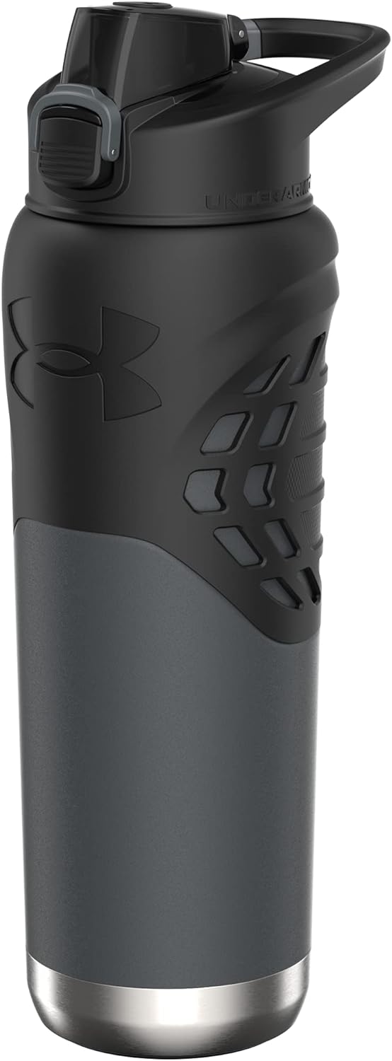 Under Armour 24Oz Stainless Steel Water Bottle, Insulated, Carabiner Easy Carry Hook, Leak Proof, Kids & Adults, All Sports, Gym