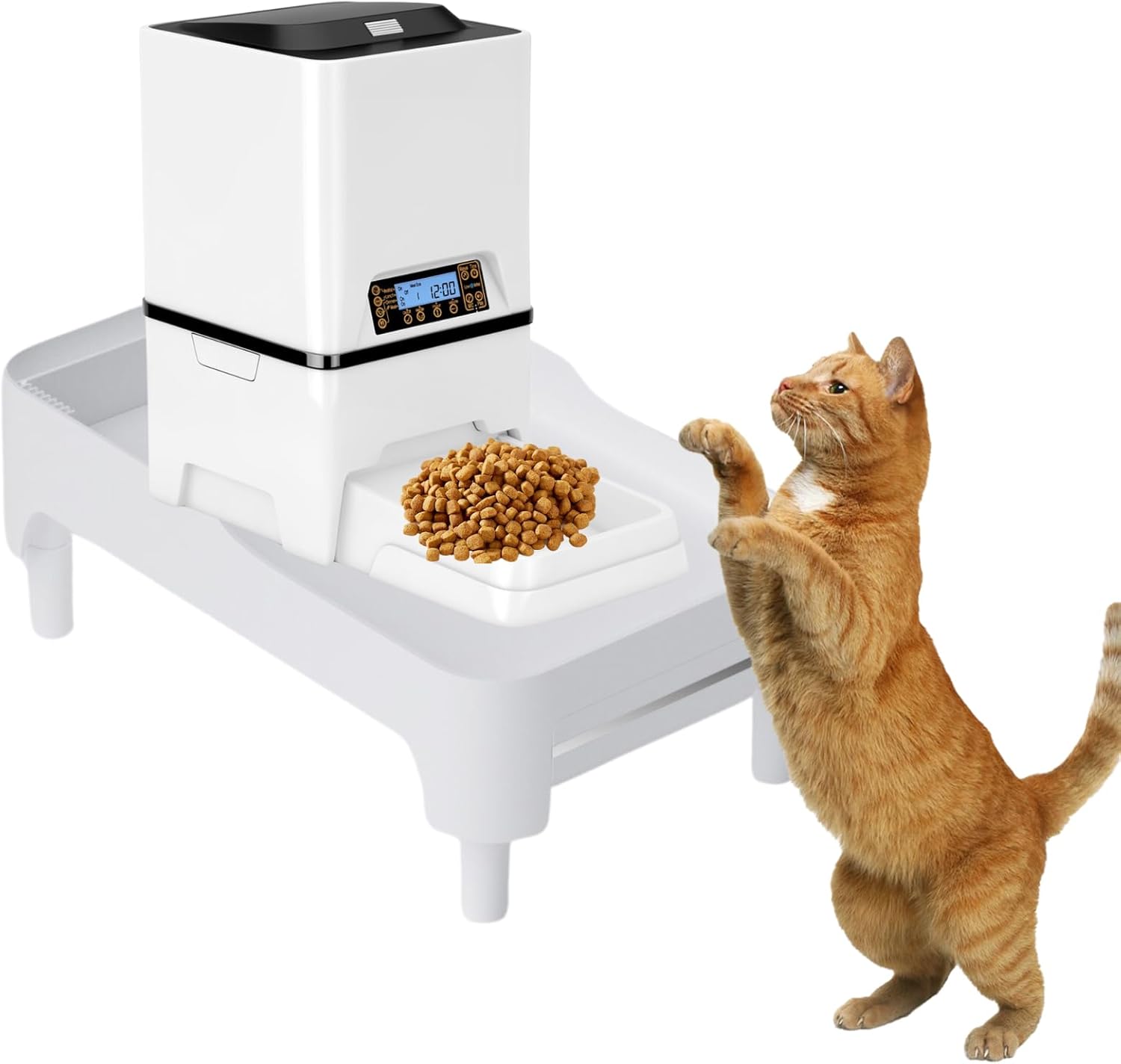 Raised Holder for Automatic Feeders, Adjustable Raised Pet Feeder Stand Cat Bowl Stand Cat Feeding Station, Cat Feeder & Water Dispenser Stand for Automatic Feeders