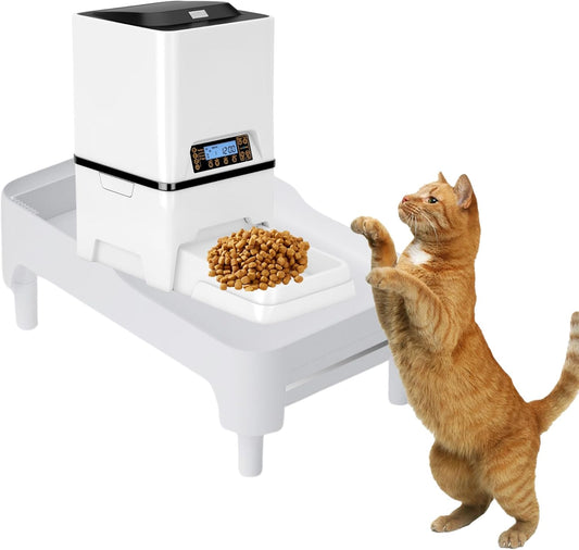 Raised Holder for Automatic Feeders, Adjustable Raised Pet Feeder Stand Cat Bowl Stand Cat Feeding Station, Cat Feeder & Water Dispenser Stand for Automatic Feeders