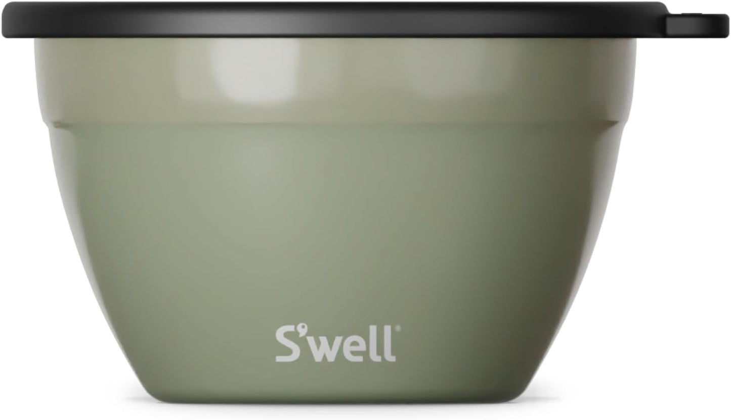 S'well Stainless Steel Salad Bowl Kit 64oz, Mountain Sage, Comes with 2oz Mini Canister and Removable Tray for Organization, Leakproof, Easy to Clean, Dishwasher Safe