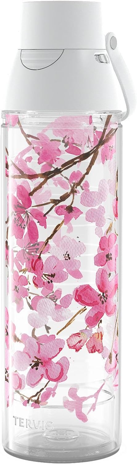 Tervis Sakura Japanese Cherry Blossom Insulated Tumbler, 24oz Venture Lite Water Bottle, Classic