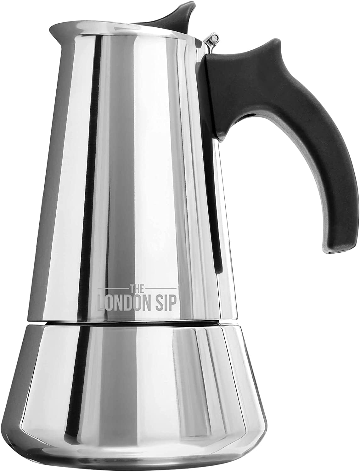 London Sip Stainless Steel Stovetop Espresso Maker Moka Pot Italian Coffee Percolator, Silver, 6 Espresso Cups