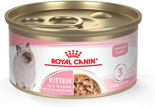 Royal Canin Feline Health Nutrition Kitten Thin Slices in Gravy Canned Cat Food, 3 oz., Count of 24