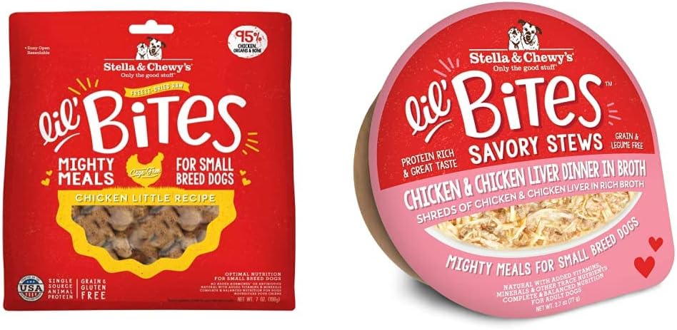 Stella & Chewy's Lil Bites Freeze-Dried + Wet Food Bundle for Small Breeds - Chicken & Chicken Liver