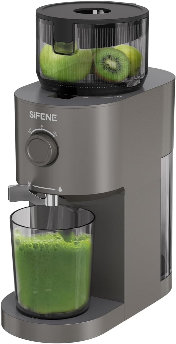 Cold Press Juicer, SiFENE Slow Masticating Machines with 5.2" Extra Large Feed Chute Fit Whole Fruits & Vegetables, Easy Clean Self Feeding Effortless for Quick Juicing, High Juice Yield