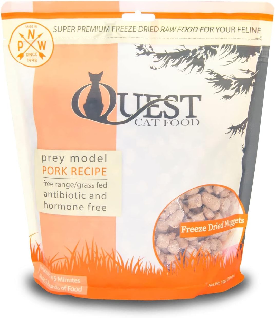 Steve's Real Food Quest Super Premium Freeze Dried Raw Cat Food, Pork Recipe, 10oz, Prey Model Diet, Free Range & Grass Fed, Antibiotic & Hormone Free, Sustainably Sourced and Made in The USA