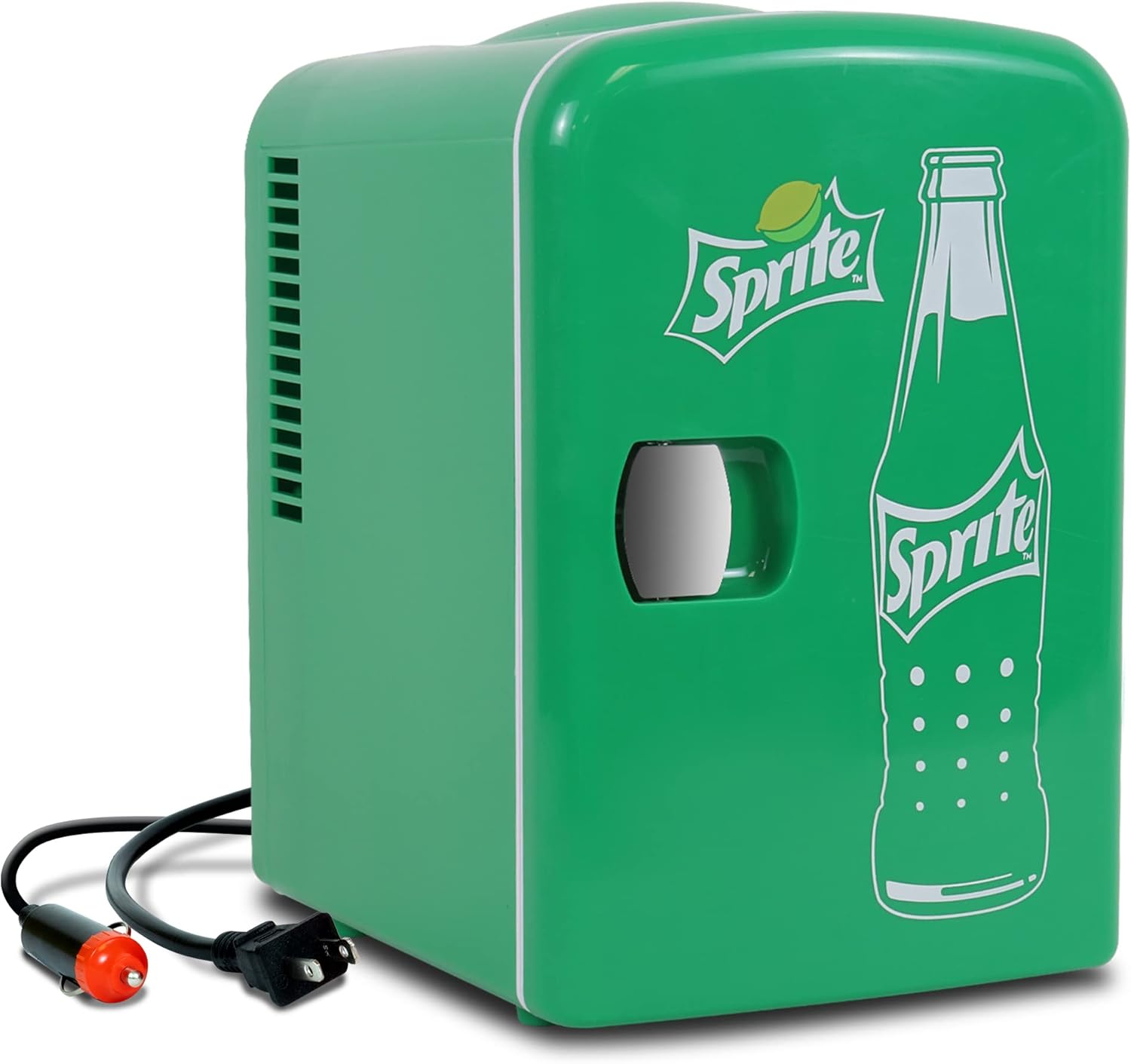 Sprite 4L Mini Fridge 6 Can Portable Cooler Warmer Personal Travel Refrigerator for bedroom skincare room car Office makeup Cosmetics beverage Snacks Lunch Drinks Cords Desk Home Dorm Green