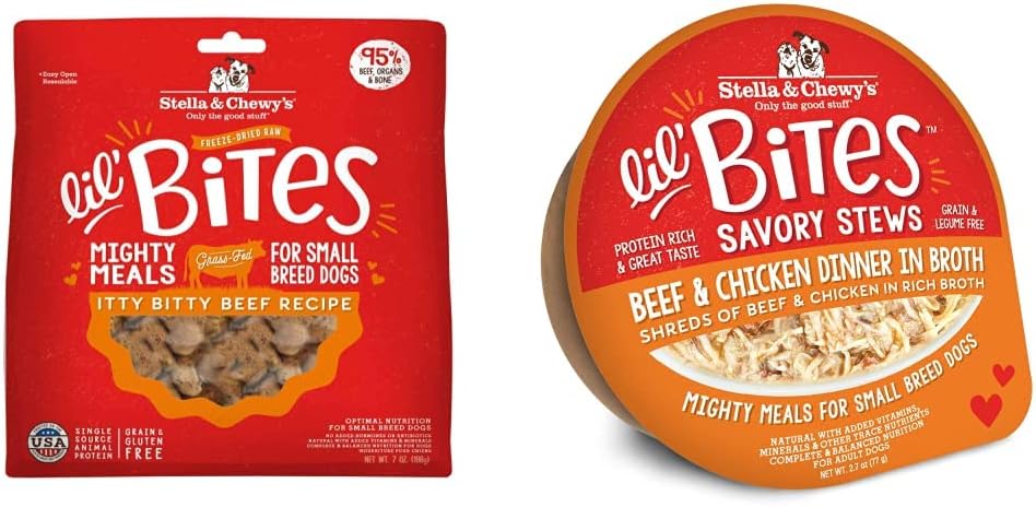 Stella & Chewy's Lil Bites Freeze-Dried + Wet Food Bundle for Small Breeds - Beef & Chicken