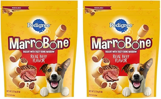 Pedigree MARROBONE Dog Treats Real Beef Flavor Crunchy Dog Biscuit, 6 lb. Pack (Pack of 2)