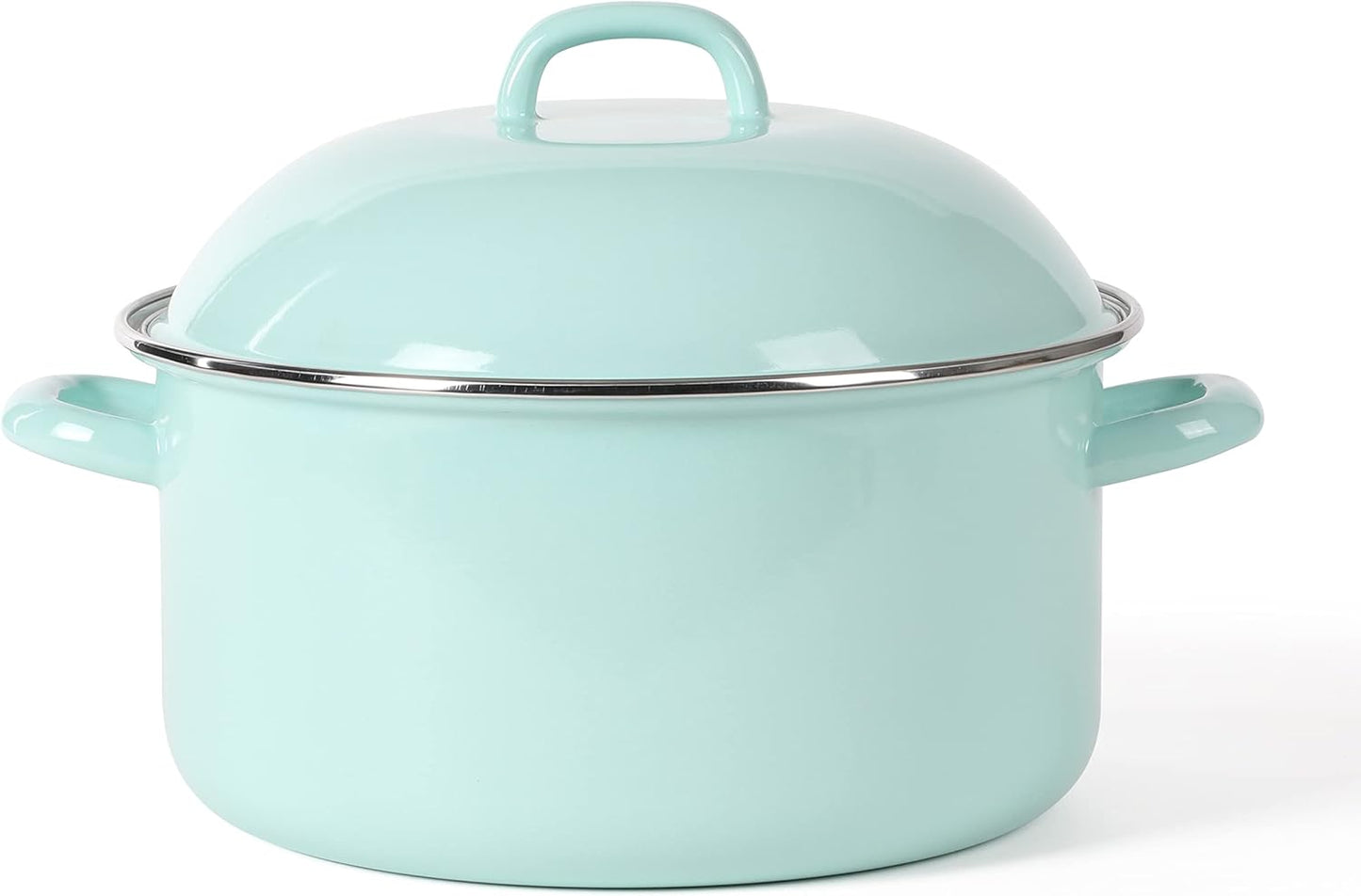 Martha Stewart Thayer 6.4-Quart Enamel On Steel Scratch Resistant Dutch Oven w\/Lid - Martha Blue, Induction Safe