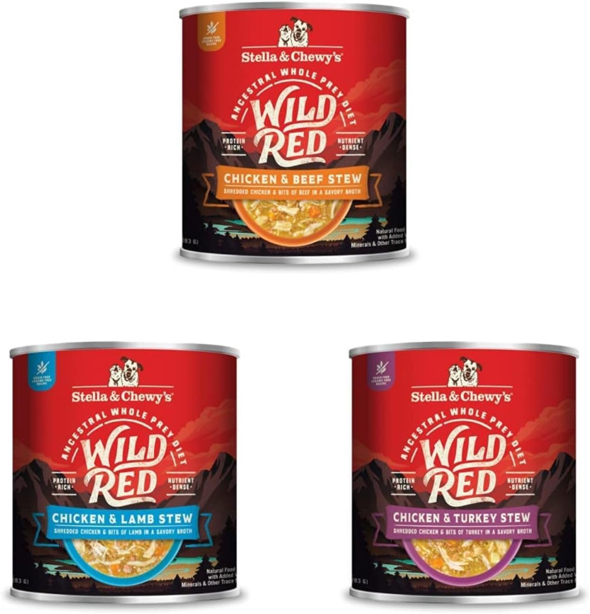 Stella & Chewy's Wild Red Stew High Protein Wet Dog Food Large Variety Pack Bundle, 10 Ounce Cans (Pack of 18)