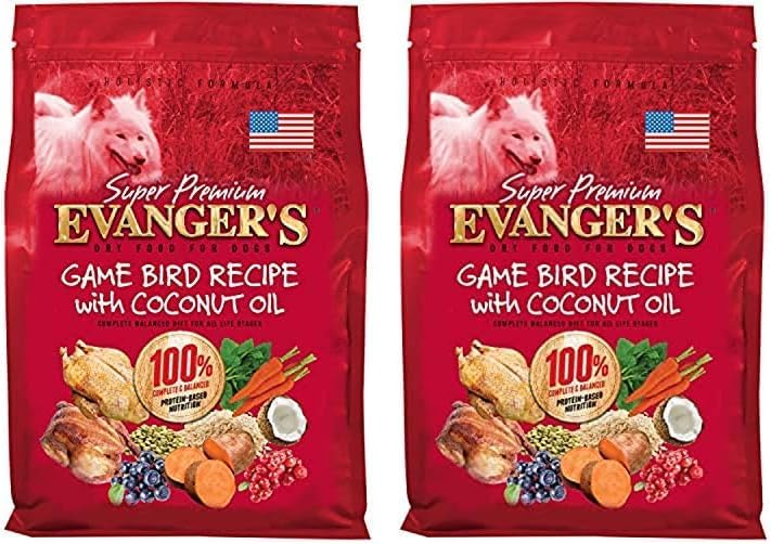 Evanger's Super Premium Gamebird Recipe with Coconut Oil Dry Food for Dogs (Pack of 2)