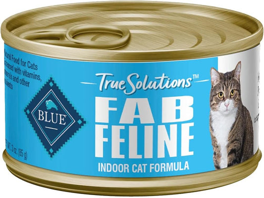 Blue Buffalo True Solutions Fab Feline Natural Wet Food for Adult Indoor Cats, Chicken, 3-oz Cans (24 Count)