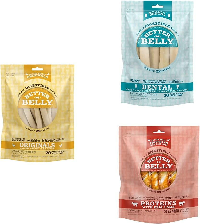 Better Belly Small Roll Chews, Small Dental Rolls, and Twist Sticks