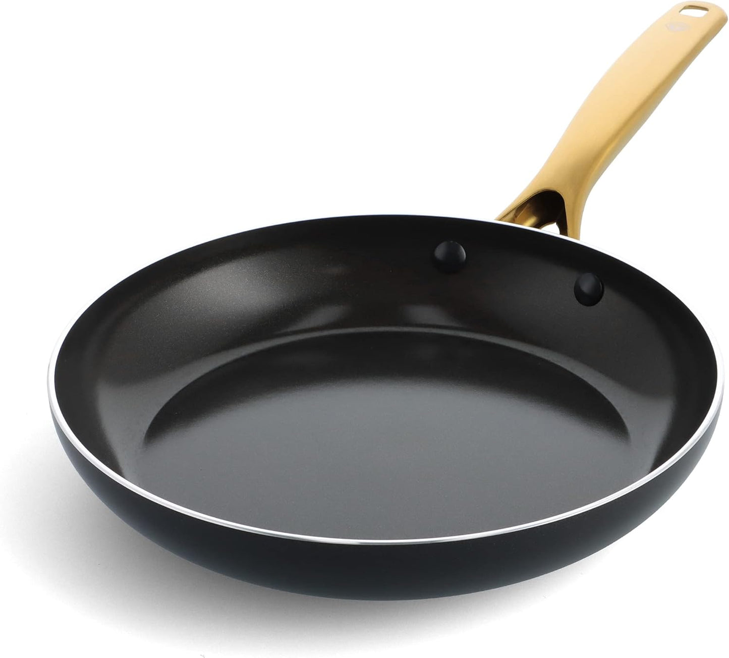 Blue Diamond Gold 10" Frying Pan Skillet, Ceramic Nonstick, PFAS Free, PFOA Free, Induction Suitable, Dishwasher Safe, Gold Handle, Black