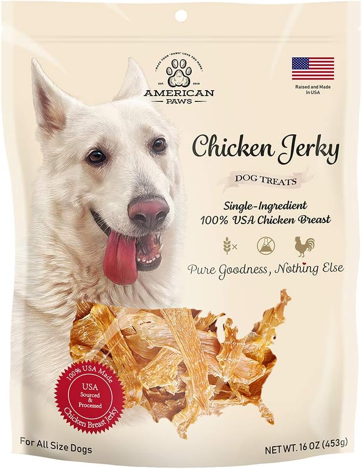 American Paws Chicken Jerky Dog Treats Made in USA All Natural (1 LB)