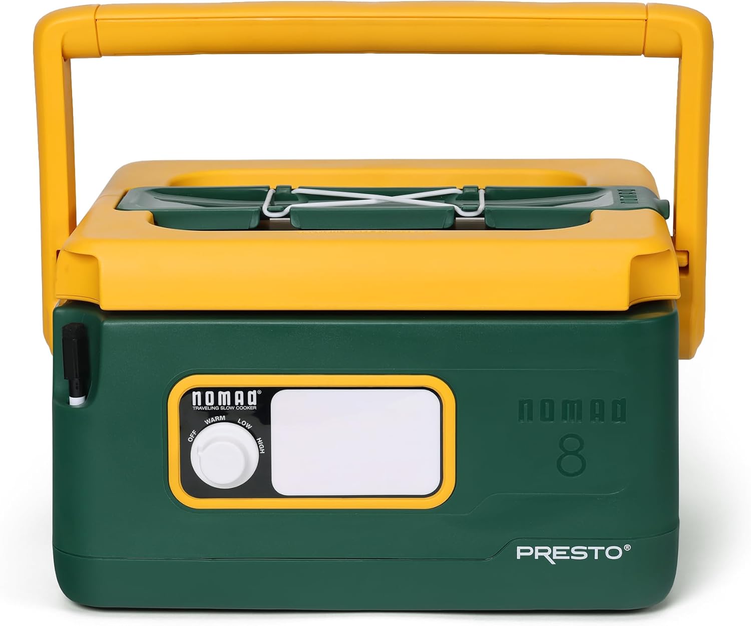 Presto 06019 8-Quart Nomad Traveling Slow Cooker, Locking Lid, Dry Erase Board, Green\/Gold