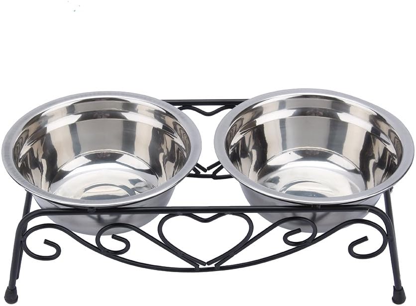 Stainless Steel Dog Bowls, Pet Bowl, Dog Bowls, Metal Dog Bowl Set of 2, Double Dog Water and Food Bowls Pet Bowl Non Slip Resin Station Pet Feeder Bowls for Puppy Dogs Cats