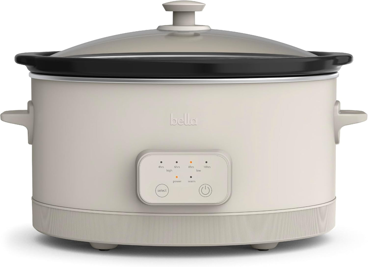 bella 6.0 Qt Programmable Slow Cooker, EverGood™ Ceramic Nonstick Coating, Adjustable Temperature & Cooking Times, Dishwasher Safe Stoneware Pot & Tempered Glass Lid, Tangle Free Cord Wrap, Oatmilk