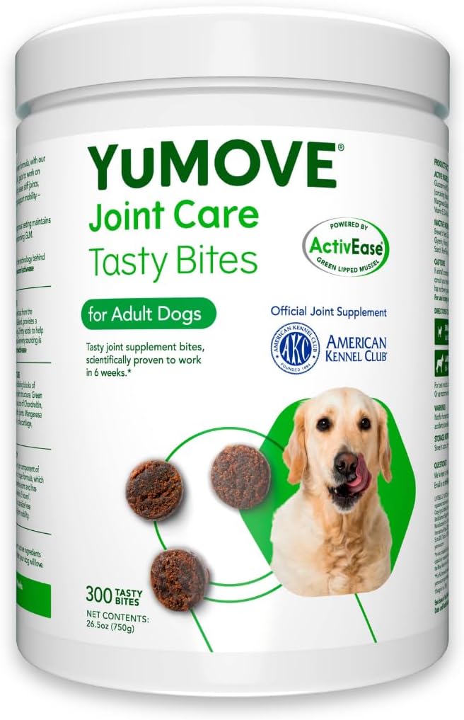 Dog Joint Supplement, Hip and Joint Supplement for Dogs with Glucosamine, Hyaluronic Acid, and Green Lipped Mussel and Omegas, Relief for Dog Hip and Joint Aches and Stiffness, by YuMOVE - 300 Bites