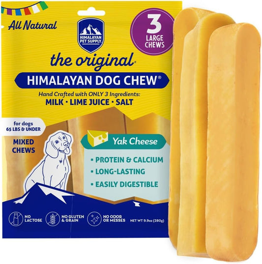 Himalayan Dog Chew Original Yak Cheese Dog Chew, 3 XL\/Large Sticks, 3.3 oz, Gluten Free, Healthy Dog Treats, Grain & Lactose Free 100% Natural, Long Lasting Dog Chews for Dogs Under 65 lbs