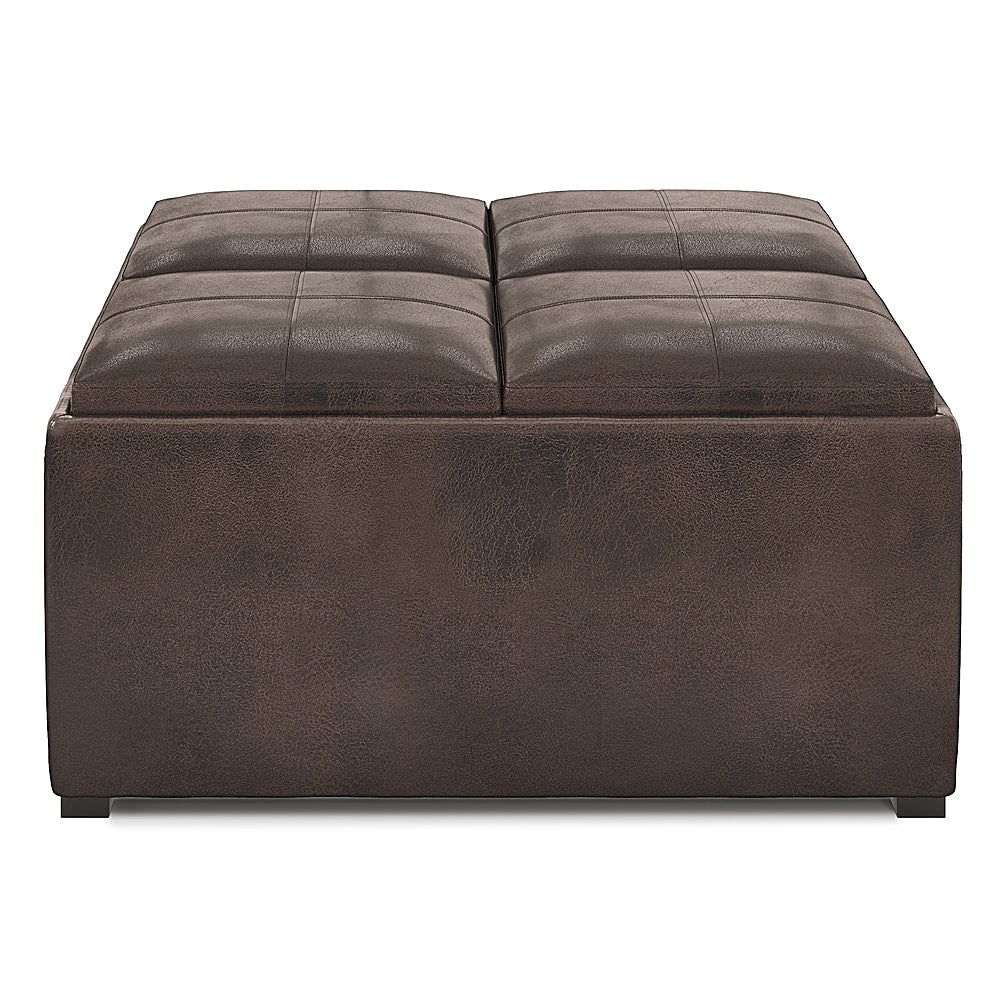 Avalon 35 inch Wide Contemporary Square Coffee Table Storage Ottoman