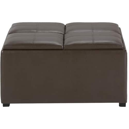 Avalon Square Contemporary Polyurethane Faux Leather Storage Ottoman