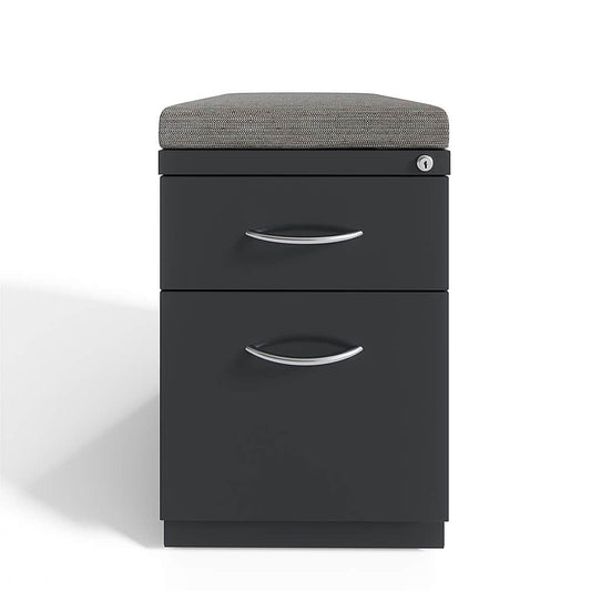 20-inch Deep Mobile Pedestal File 2-Drawer Box-File with Arch Pull and Seat Cushion, Charcoal/Chinchilla