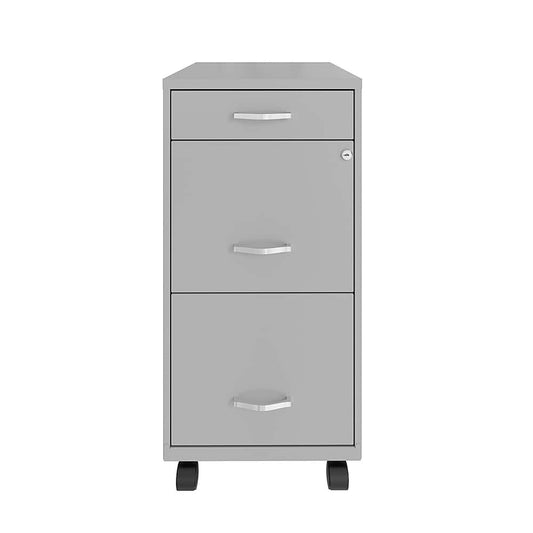 18" Deep 3 Drawer Mobile Metal File Cabinet with Pencil Drawer